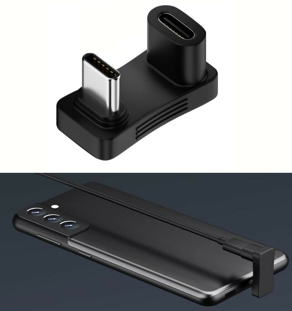 U字型 USB Type-C 変換アダプタ (オス-メス) 100W 急速充電 4K 60Hz 10Gbps U型 USBC 180度[定形外郵便、送料無料、代引不可]