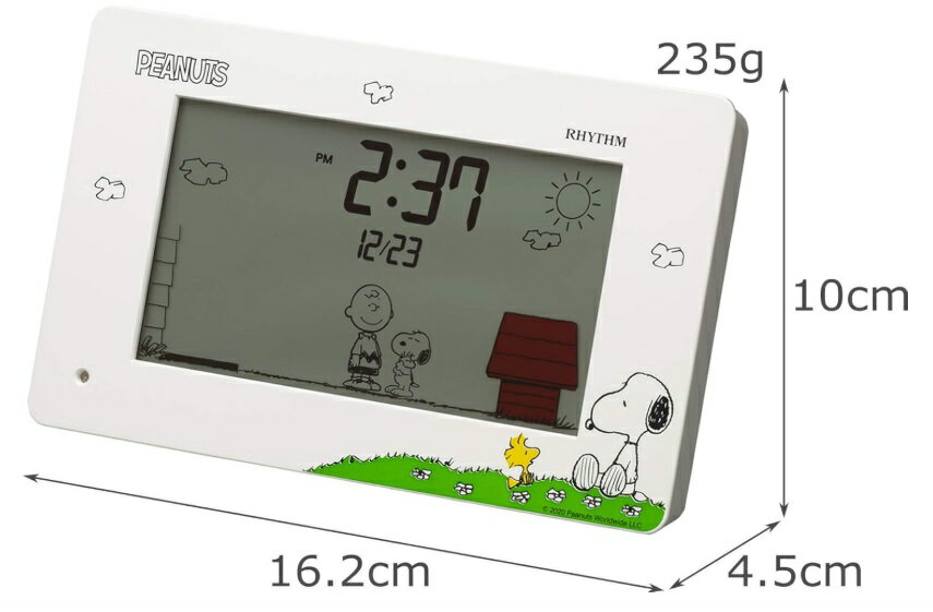 リズム(RHYTHM) スヌーピー 目覚まし時計 おもしろ アクション デジタル時計 カレンダー 付き 白 8RDA79MS03 m_wat[送料無料(一部地域を除く)] [2]
