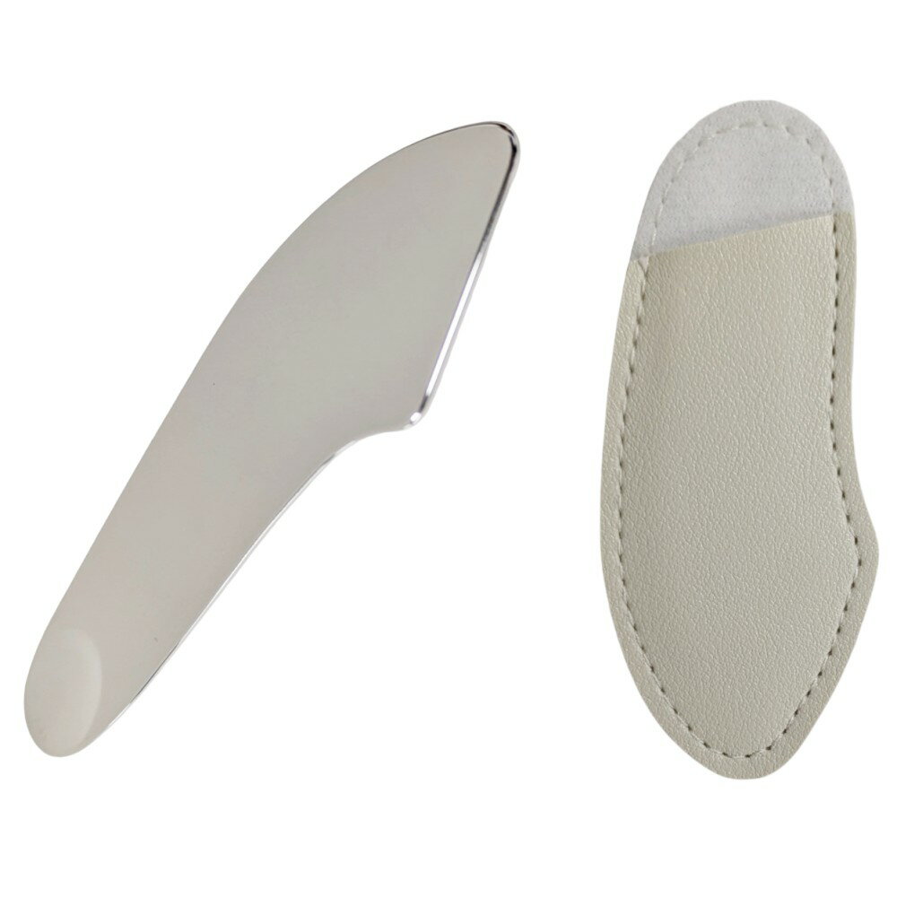 ステンレス製 メイクスパチュラ 両端デザイン 化粧品混合ツール ケース付き ファンデーション コンシーラー用[定形外郵便、送料無料、代引不可]