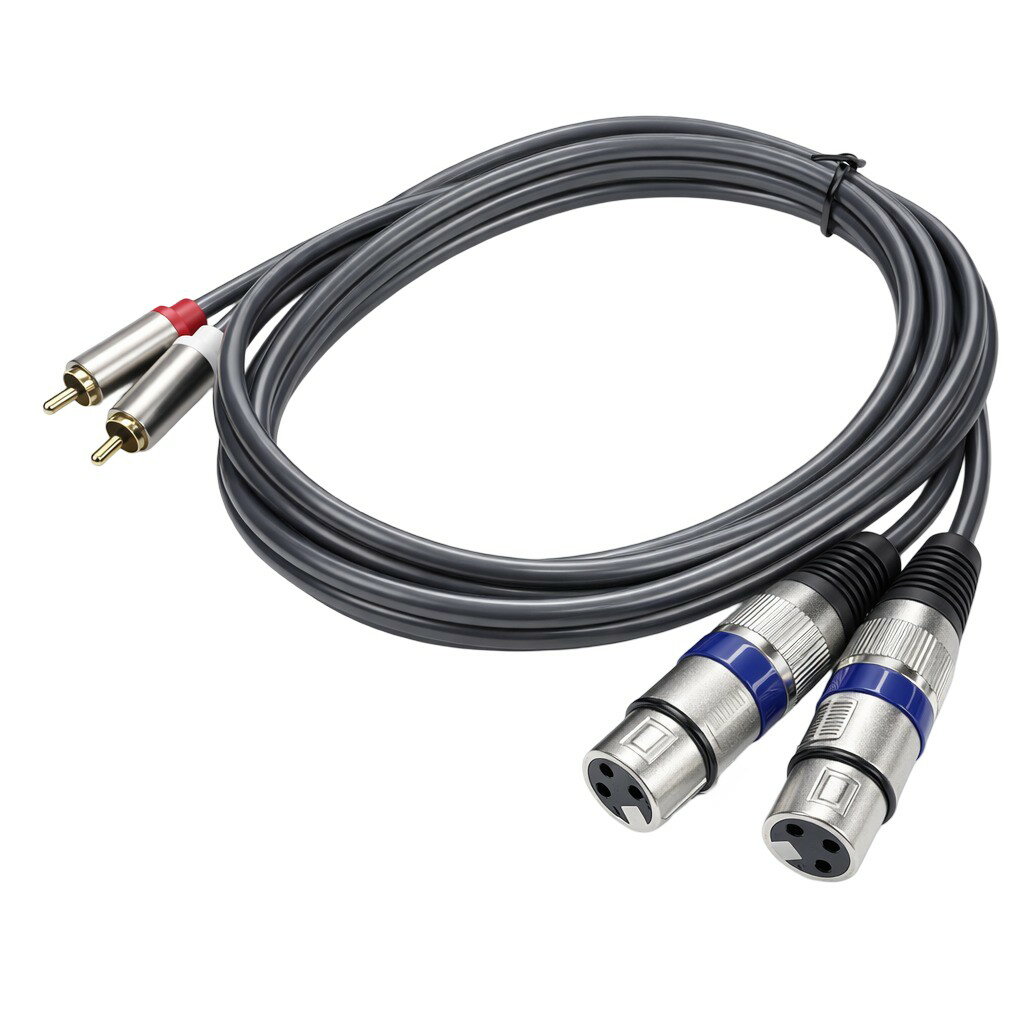 2RCA - 2XLR 変換ケーブル 1.5m(2RCAオス-2XLRメス) 商品説明 【幅広い互換性のXLR変換ケーブル】 2RCAプラグと2XLRプラグを接続するオーディオ変換ケーブル。RCA端子とXLR端子を持つ各種オーディオ機器（アンプ、ミキサー、スピーカー等）間の接続に使用できます。 【柔軟で扱いやすい高耐久ケーブル】 ケーブルには柔らかく取り回しやすいPVC素材を採用。しなやかさと耐久性を両立し、日常使用でも安定した音質を維持します。 【高い耐久性と安定性】 RCA端子には金メッキ加工を施し、摩耗やサビに強い設計。長期間の使用でも劣化しにくく、安定した接続と音質を保ちます。XLRコネクタはニッケルメッキ銅製で、亜鉛合金製のシェル、黒色の塗装仕上げ、プラグの先端には柔らかいゴム製のシースが付いています。 【レコーディングからイベントまで幅広く活躍】 音楽制作やライブ用途はもちろん、プレゼンテーションやパーティーなど多様なシーンで使用可能です。※ご使用前に接続機器の仕様をご確認ください。機器間の相性による不具合については保証いたしかねます。 ※輸入品の為、取扱説明書は付属しておりません。 ※一部の仕様やデザインは予告なく変更になる場合がございます。 商品仕様 ケーブル長 1.5m インターフェース RCAオス端子×2 - XLRメス×2&nbsp; 保証について ■メーカー保証なし 記載の注意事項を除く初期不良品の場合のみ、商品到着から1週間以内のみ対応いたします。 ご到着後はお早めに商品状態をご確認ください。 注意事項 ●こちらの商品は、新品です。 ●モニター環境により、実際のカラーと異なって見える場合がございます。 ※この商品は送料無料です。商品の発送はゆうパケットでの発送となります。（代引支払はできません）※この商品は運送便の都合上、化粧箱を外して簡易包装で発送する場合がございます。プレゼント用にご購入される場合はご注意願います。＜ゆうパケットに関する注意事項＞ 　　・ ゆうパケットに関しては基本的にポストに投函する為、 配達時に何らかのトラブル等が有り、万一、購入された商品が配送事故・紛失・破損等によりお手元に届かない場合でも弊社は責任を負いかねますので予めご了承下さい。（配送中の事故等は、免責とさせて頂きます。） 　　・ ゆうパケットに関しては代金引換払い及び時間指定サービスはご利用頂けません。