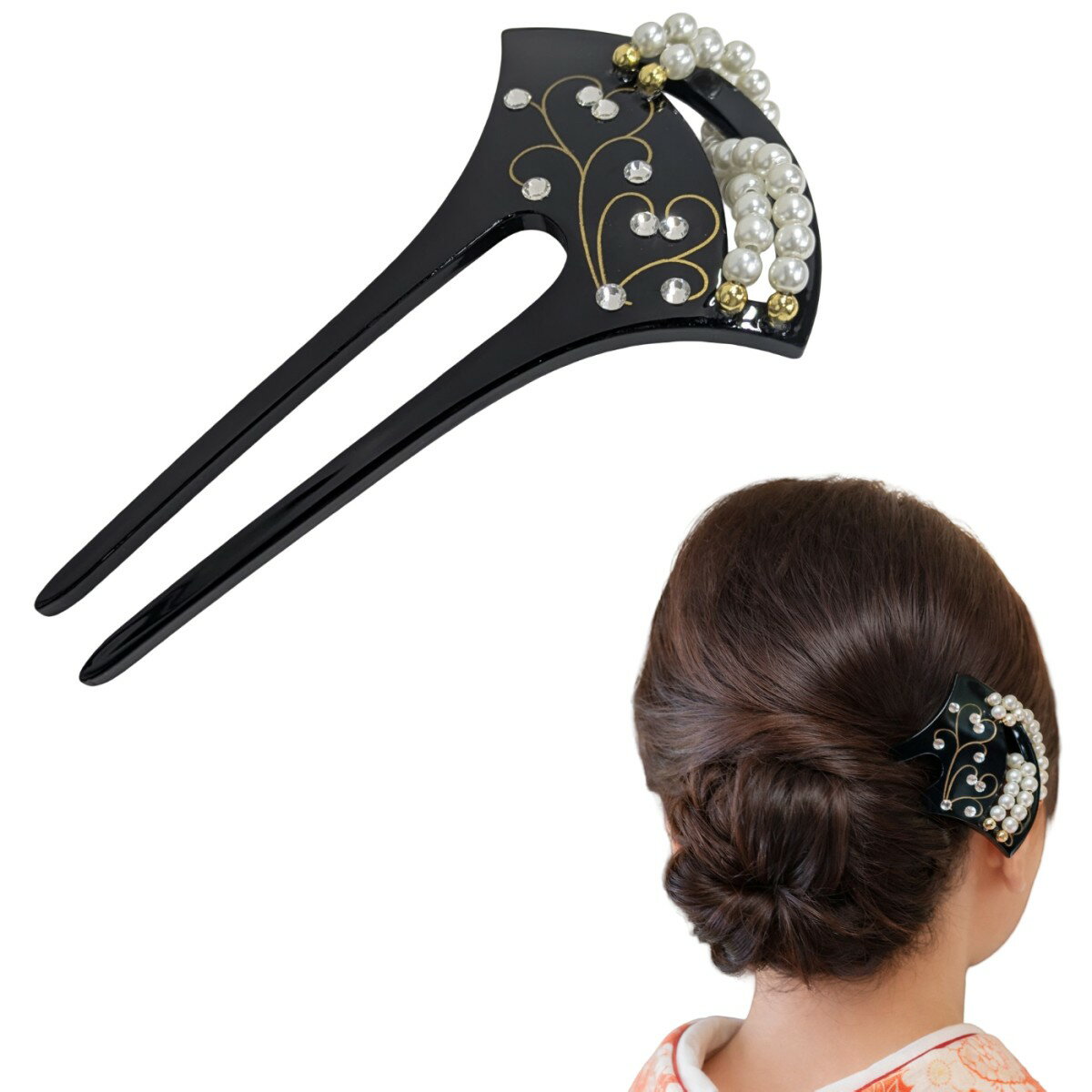 Rakuten - かんざし 髪飾り バチ型 和装 留袖 浴衣 着物 ヘアアクセサリー 和風 結婚式 成人式 卒業式[定形外郵便、送料無料、代引不可]