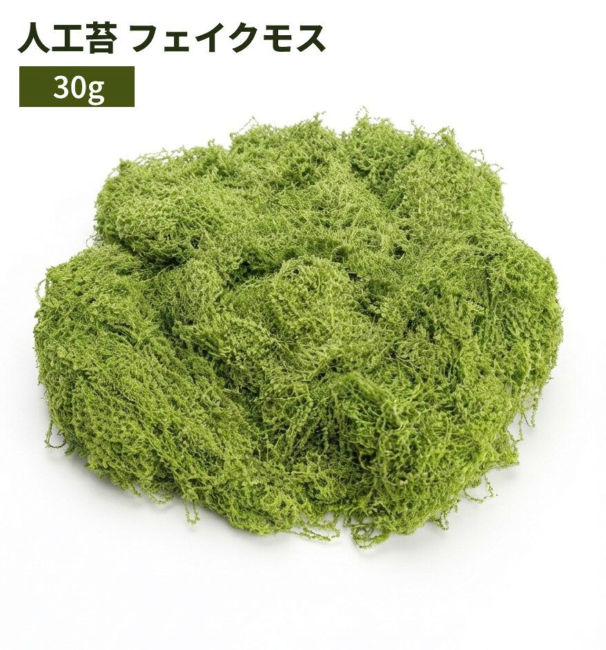 人工苔 フェイクモス 30g 商品説明 【リアルな質感の人工苔】自然な緑の雰囲気を取り入れやすい、グリーンカラーの人工苔です。天然の苔とは異なり、枯れることを気にせず、盆栽や鉢植え、ジオラマなどの装飾に使用できます。【盆栽や鉢植えのアクセントに】盆栽や苔玉、鉢植えなどの植物まわりに添えることで、緑のある雰囲気を手軽に演出できます。花瓶や庭の装飾など、さまざまなディスプレイにもご利用いただけます。【ジオラマ・模型・DIYに】ジオラマや鉄道模型、建築模型などの景観づくりに使用できるほか、DIYやハンドメイド作品の素材としても活用できます。石や壁面などに貼り付ける装飾にもおすすめです。【使いやすい30g入り】扱いやすい30g入りで、必要な場所に分けて使用できます。作品の草地づくりや植物まわりの装飾、店舗・イベントなどのディスプレイまで、アイデアに合わせてお使いいただけます。 ※輸入品の為、取扱説明書は付属しておりません。 ※一部の仕様やデザインは予告なく変更になる場合がございます。 商品仕様 カラー グリーン 重量 30g 素材 ナイロン 保証について ■メーカー保証なし 記載の注意事項を除く初期不良品の場合のみ、商品到着から1週間以内のみ対応いたします。 ご到着後はお早めに商品状態をご確認ください。 注意事項 ●こちらの商品は、新品です。 ●モニター環境により、実際のカラーと異なって見える場合がございます。 ※商品の発送は定形外郵便での発送となります。（代引支払は不可、荷物の追跡不可）※この商品は運送便の都合上、化粧箱を外して簡易包装で発送する場合がございます。プレゼント用にご購入される場合はご注意願います。＜定形外郵便に関する注意事項＞ 　　・ 定形外郵便に関しては基本的にポストに投函する為、 配達時に何らかのトラブル等が有り、万一、購入された商品が配送事故・紛失・破損等によりお手元に届かない場合でも弊社は責任を負いかねますので予めご了承下さい。（配送中の事故等は、免責とさせて頂きます。） 　　・ 定形外郵便に関しては代金引換払い及び時間指定サービスはご利用頂けません。 　　・ 通常便と比べると到着までに時間がかかります。 　　・ 伝票番号による荷物の追跡を行うことはできません。