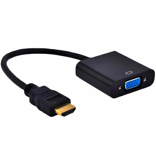 HDMI(オス) to VGA(メス) 変換アダプター 《ブラック》 HDMI A(オス)-ミニD-sub15ピン(メス) 定形外郵便 送料無料 代引不可