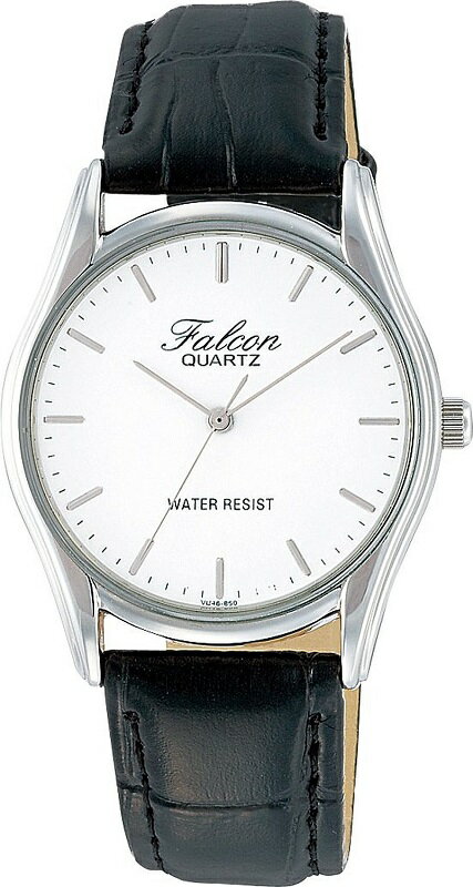 シチズン/CITIZEN Q&Q 腕時計 Falcon (フォルコン) アナログ表示 ブラックベルト ホワイト文字盤 VU46-850 メンズ [時計][ギフト][定形外郵便、送料無料、代引不可]