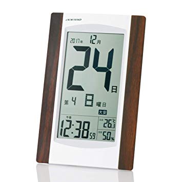 アデッソ 壁掛け時計 デジタル日めくり 電波時計 置き掛け兼用 ホワイト 電池式 アラーム カレンダー KW9256 その他HK 送料無料(一部地域を除く)