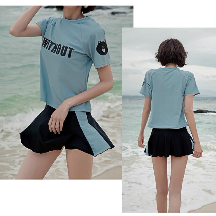 水着 タンキニ レディース 高校生 中学生 10代 20代 30代 スポーティー ショートパンツ 短パン 3点セット シンプル カジュアル 韓国 ブラック 体型カバー ビキニ 夏休み 海水浴 プール ビーチ 海外