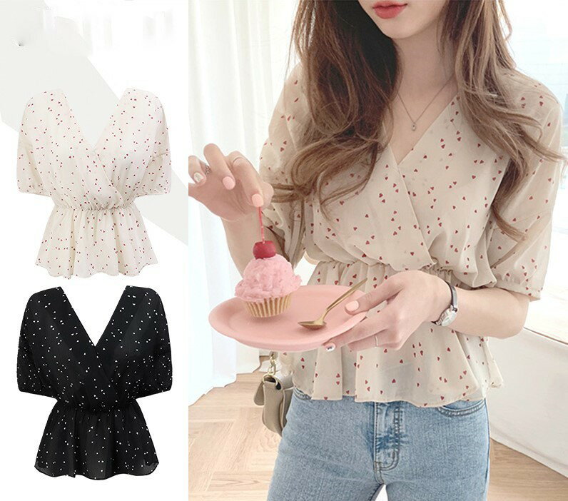 ブラウスシャツレディース夏ドット柄...