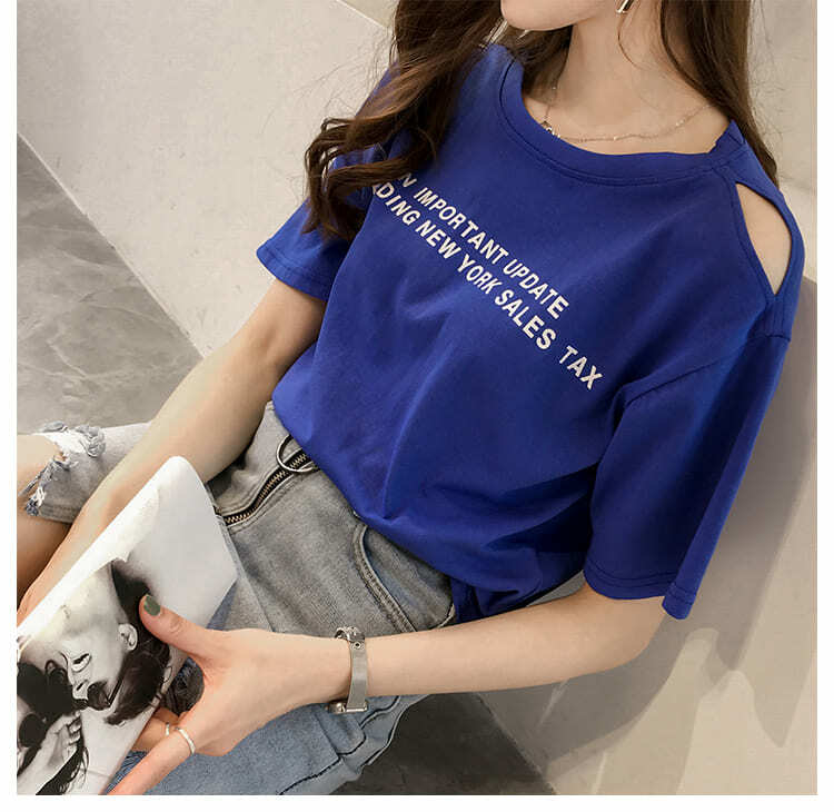 樂天商城 - シャツ Tシャツ レディース シンプル 半袖 エレガント きれい 体型カバー 春 夏 秋 10代 20代 30代 通勤 通学 オフィス 韓国 無地 レッド パープル ブルー ホワイト