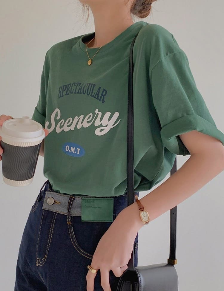 Rakuten - ロゴTシャツ トップス 大きいサイズ ゆったり 中学生 高校生 学生 韓国 ファッション レディース Tシャツ ビッグTシャツ プリント ロゴT 五分袖 カジュアル ストリート 10代 20代 かわいい おしゃれ