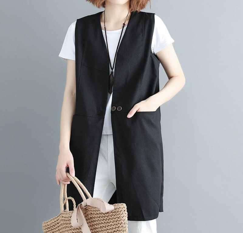 Rakuten - トップス ベスト ジレ ノースリーブ カジュアル レディース 10代 20代 30代 40代 50代 春 夏 秋 上品 綺麗 通勤 お出掛け 体型カバー ブラック ファッション