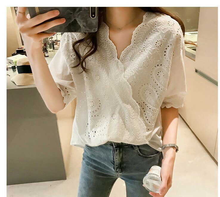 レディース トップス シャツ 半袖 レース フリル シースルー 韓国 ファッション ガーリー 大人 カジュ..