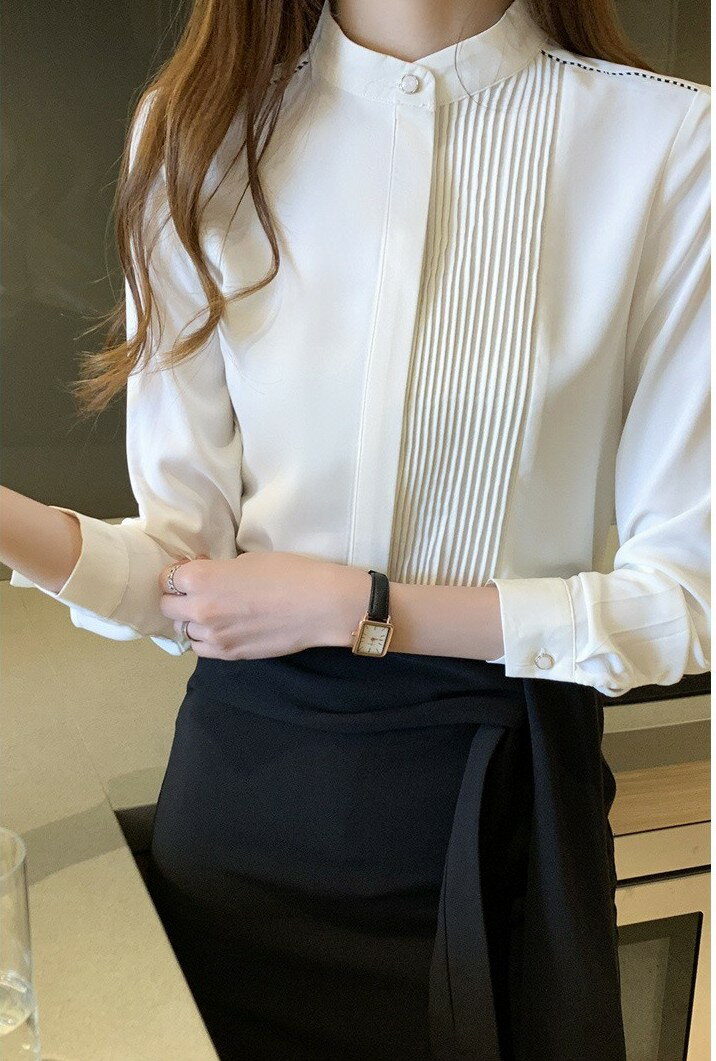 Rakuten - 春 秋 レディース 綺麗め かわいい 韓国 カットソー 長袖 細見せ 仕事 フォーマル トップス 20代 30代 40代 セクシー エレガント モデル ホワイト グリーン