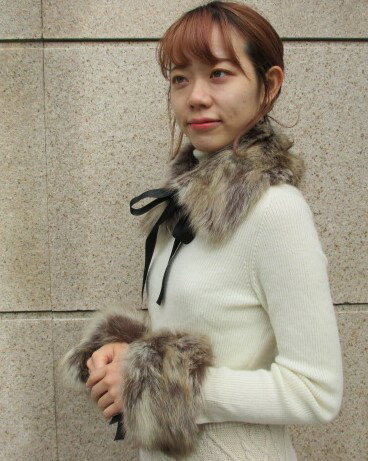 フォックスのカラーとカフス【プリントカラー:ベリー(しまリス風)】日本製