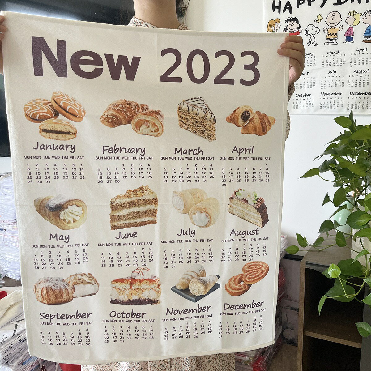 2023年 ファブリックカレンダー 韓国雑貨 布カレンダー クロスステッチ 刺繍 可愛い おしゃれ 布