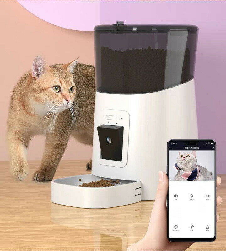 自動給餌器 カメラ付き ペット 犬 猫 餌やり えさやり 自動 給餌器 iPhone Android 定時定量 WiFi版 スマホ 遠隔操作 オートペットフィーダー 自動餌やり器 MAX6L お留守番 食器
