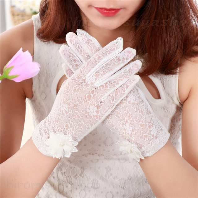 UV手袋 UVグローブ 手袋 接触冷感 清涼感 スマホ対応 レース 花柄 薄手 通気 日焼け防止 運転 紫外線対策 UVカット プ