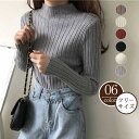 ニット セーター レディース カットソー 長袖 秋冬 リブ プチハイネック Tシャツ トップス 重ね着 可愛い 無地