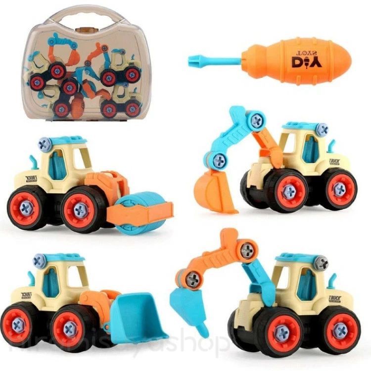 無料ラッピング 車おもちゃ 組み立ておもちゃ 工事カー 建設車両 4台セット DIY知育玩具 ショベルカー 工事ごっこ遊び 砂場遊び ミニカー 玩具 知能の開発...