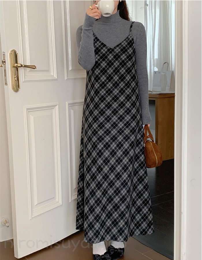 【赤字覚悟】新作ジャンパースカート レディースワンピース秋冬 ロングワンピース 秋冬ワンピース 大人ワンピース チェック柄ワンピース フェルトワンピース Aラインワンピース シンプル 日常デート オシャレ 可愛い 通勤 高級感 お出かけ カジュアル 体型カバー