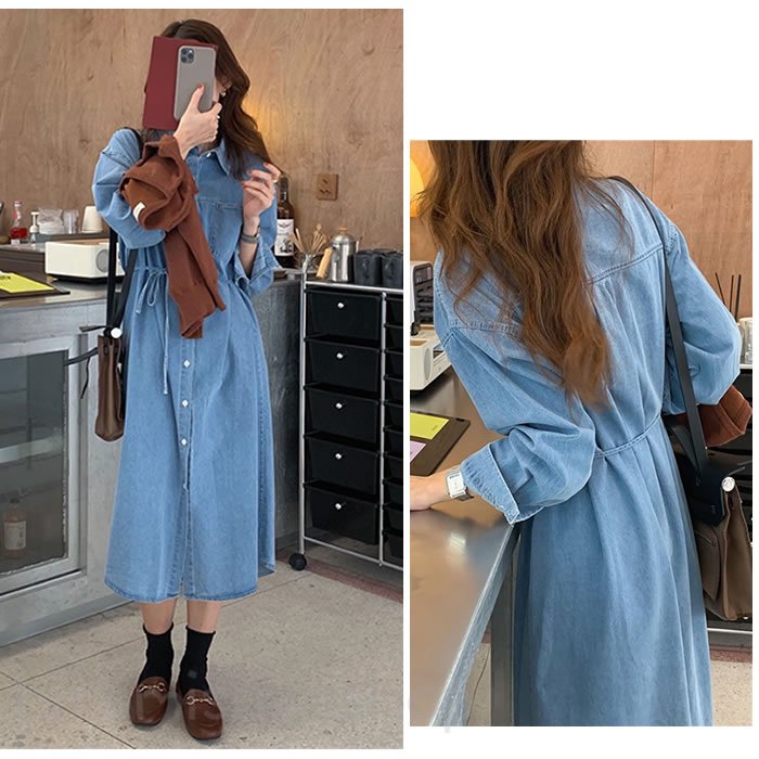 新作ワンピース夏 レディースワンピース夏 デニムワンピース デニム夏ワンピース チュニックワンピース夏 大人ワンピース 長袖ワンピース夏 きれいめワンピース夏 体型カバー Aラインワンピース夏 可愛い 着痩せ お出かけ 通勤 デート