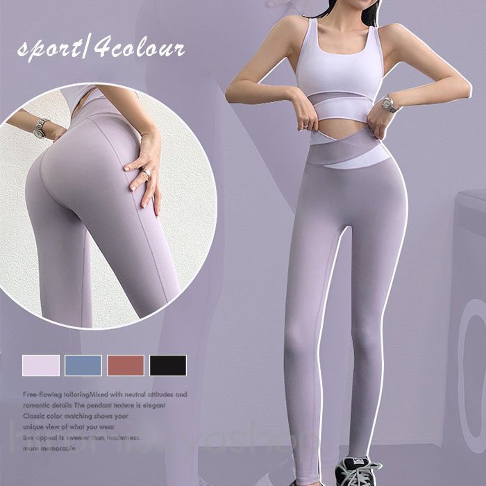 激安！スポーツウェア ヨガウェア 2点セット（スポーツシャツ+レギンスパンツ）フィットネス レーディス スポーツ2点セットアップ ヨガTシャツ スポーツTシャツ トレーニングウェア ランニングウェア ジムウェア 半袖Tシャツ 動きやすい 吸汗速乾 通気 運動服 弾力