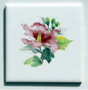 100角絵タイル 芙蓉花 F-0327