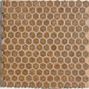 タイル ヘキサゴン 六角 モザイク 22mm 茶色 ブラウン 窯変 内装 壁 床 DIY クラフト おしゃれ かわいい キュート アンティーク 昭和 レトロ キッチン 浴室 洗面 【680 金茶窯変】(4)