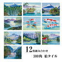 【300角】絵タイル 12枚組/懐かしい銭湯タイル/水回りのワンポイントタイル