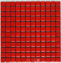 深みのある赤色です。 材　質：　磁器質（1類）施釉　表紙貼り　 用　途：　DIY、キッチン、洗面所等の壁、床タイル サイズ：　22.5×22.5×6mm　 1シート：　12個×12個＝144個にて1シートです。（写真） 1平米＝11.5シート必要です。 ケース入数：25シート入り 1ケースの重量：21kg タイルの表面がモッコリ丸い形状により光の反射が柔らかく、 4角が丸くR形状に仕上げてあるので、優しく感じます。 タイルの表面は施釉によりピカピカのツルツルです。 焼き物特有の色巾があります。 懐かし昭和のレトロなモザイクタイルです 日本生産品 1シートの単価です1シートから販売します。 コーナー仕上げの役物：竹割、三角出があります。 お問い合わせください。お見積りします。　