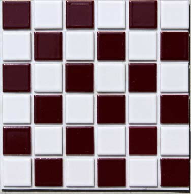 ハイカラー　23ミリ角 市松模様　白×海老茶　お手軽タイプ(4.0)