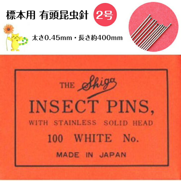 有頭シガ昆虫針 2号 100本入り 志賀昆虫 標本針 標本用品 昆虫 夏休み 自由研究