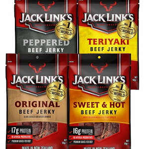 ジャックリンクス ビーフジャーキー 4種4袋セット(50g×4) オリジナル、ペッパー、スイート&ホット、テリヤキ 送料無料 おつまみ USAジャーキー やわらか食感
