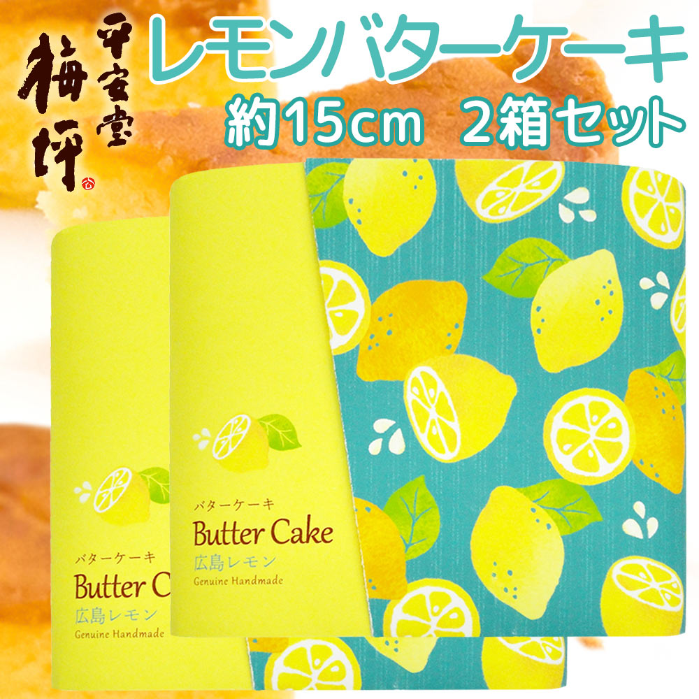 バターケーキ 広島銘菓 広島レモン バターケーキ 手提げ袋付き 2箱セット 送料込み 手土産 平安堂梅坪