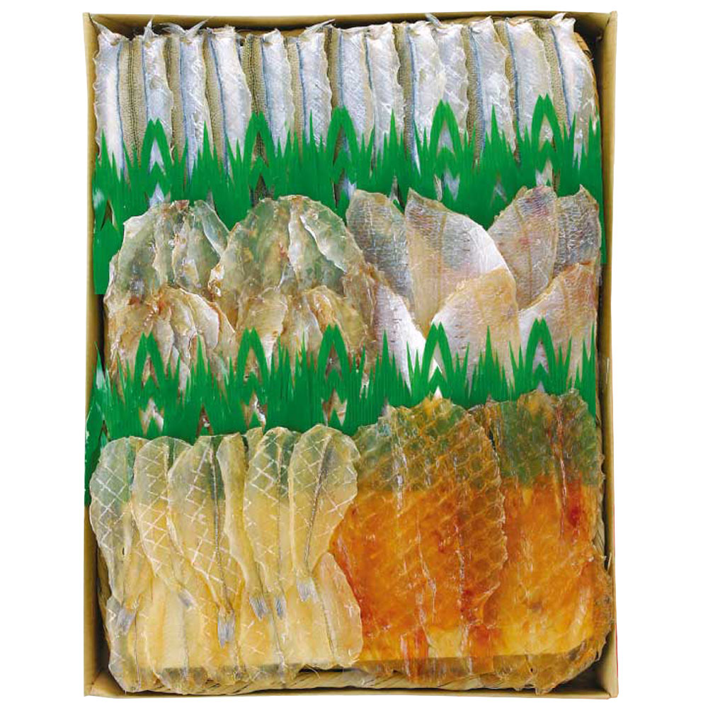 阿藻珍味 阿藻の干しもの きす味干し、かわはぎ塩干し、さよりみりん干し、鯛みりん干し、ふくみりん干し