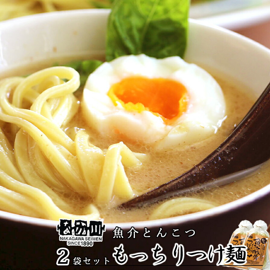 魚介豚骨 もっちり つけ麺 2食入り 2袋セット たれ付き 濃厚とろみ仕上げ 送料無料 ラーメン 半生熟成麺 瀬戸内麺工房 なか川 拉麵 拉面 汤面