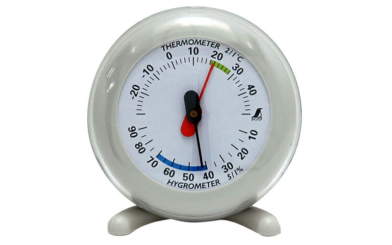 シンワ測定　温湿度計 Q-3 丸型 6.5cm　ライトグレー 70499 1