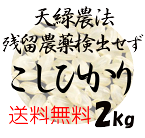 【全国送料無料】【藍藻育ち】天緑農法 こしひかり 2kg 残留農薬250項目 放射能測定 検査済 藍の舞 あいのまい 高LPS　無農薬米　玄米〜白米対応可 あす楽 広島 三次産 令和5年度産 2023