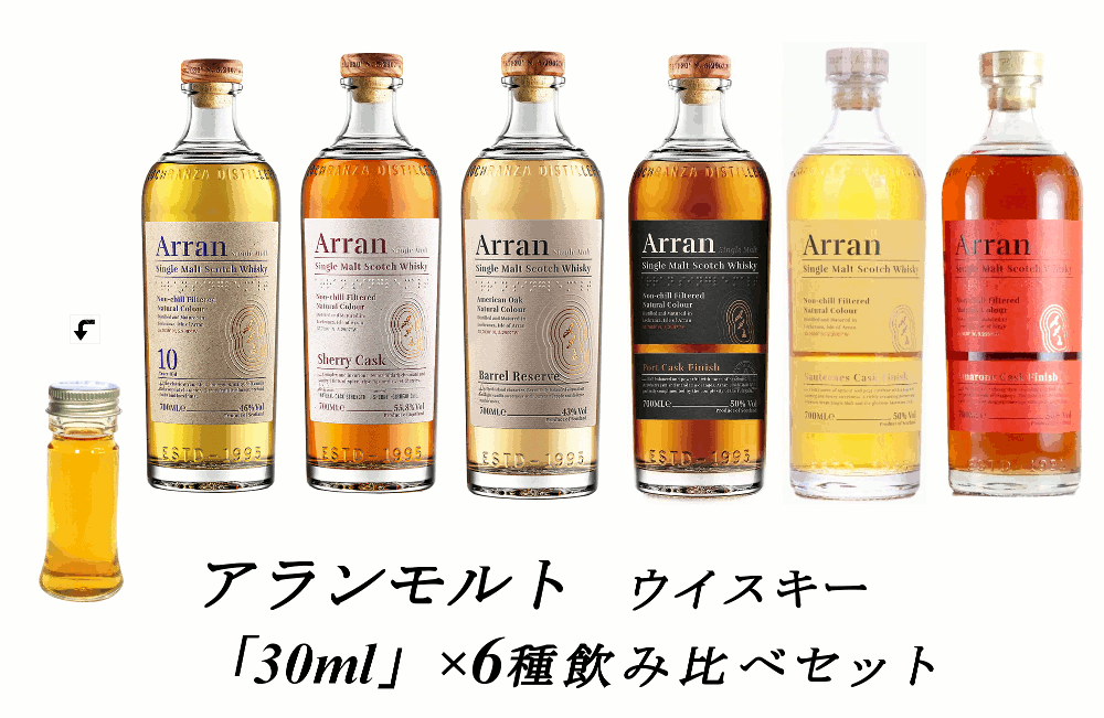 new【量り売り】【送料無料（一部地域除く）】アランモルト 各30ml or 100ml 6種 飲み比べセット　詰め替え　量り売り　ウイスキー　お試しです。【あす楽】【 ウィスキー お酒 洋酒 自宅用 ご自宅用 家庭用 酒 ホームパーティ 宅飲み 家飲み バー気分 】