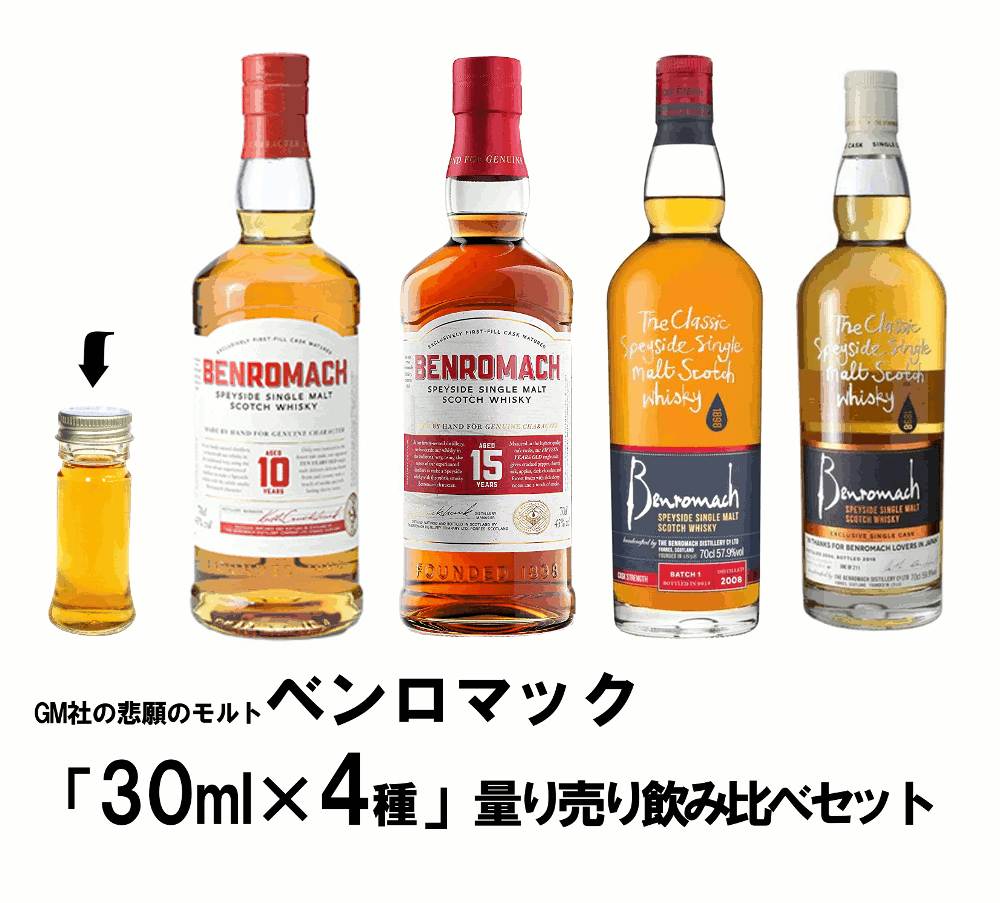 【量り売り】【送料無料（一部地域除く）】ベンロマック お試し 各30ml 4種 おすすめ　飲み比べセット　詰め替え　量り売り　ウイスキー【あす楽】【 ウィスキー お酒 洋酒 自宅用 ご自宅用 家庭用 酒 ホームパーティ 宅飲み 家飲み バー気分 】