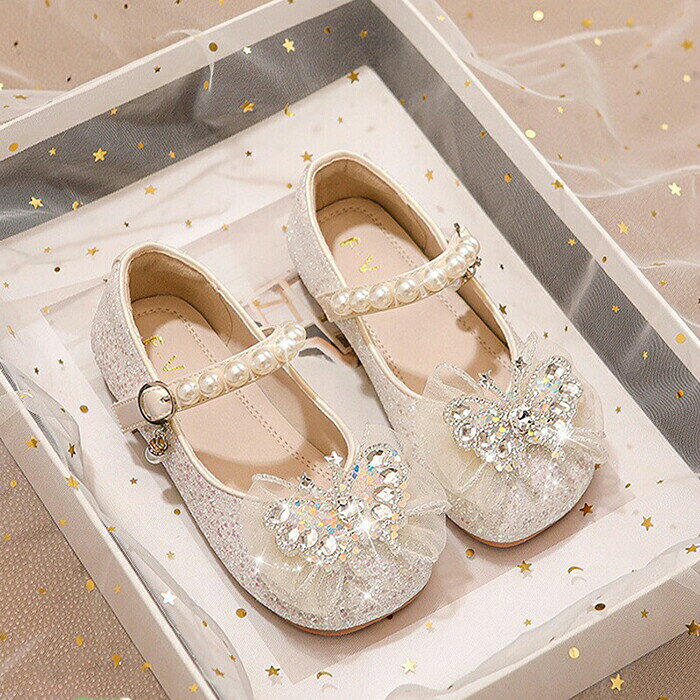HIRO Online Shopの女の子 サンダル キラキラ 子供シューズ お姫様 マジックテープ 蝶結び付き 子供靴 ベビー靴 子供 シューズ 履きやすい かわいい 痛くない ダンスシューズ 舞台靴 公演 演出靴 ハロウィン 誕生日 プリンセス｜アングル2