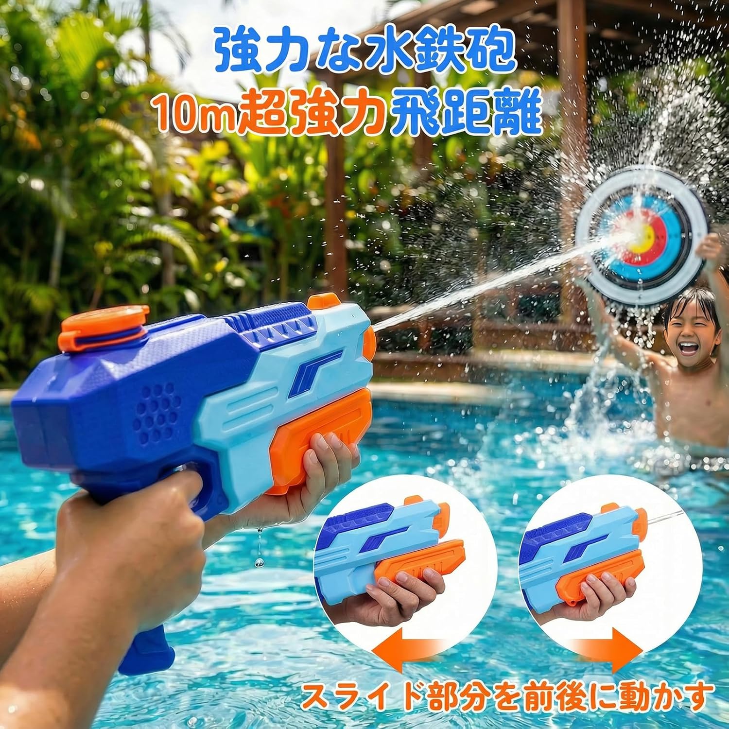 水鉄砲 530ml＆600ml大容量 子供用 2丁セット ウォーターガン 強力 大人用 10m超強...