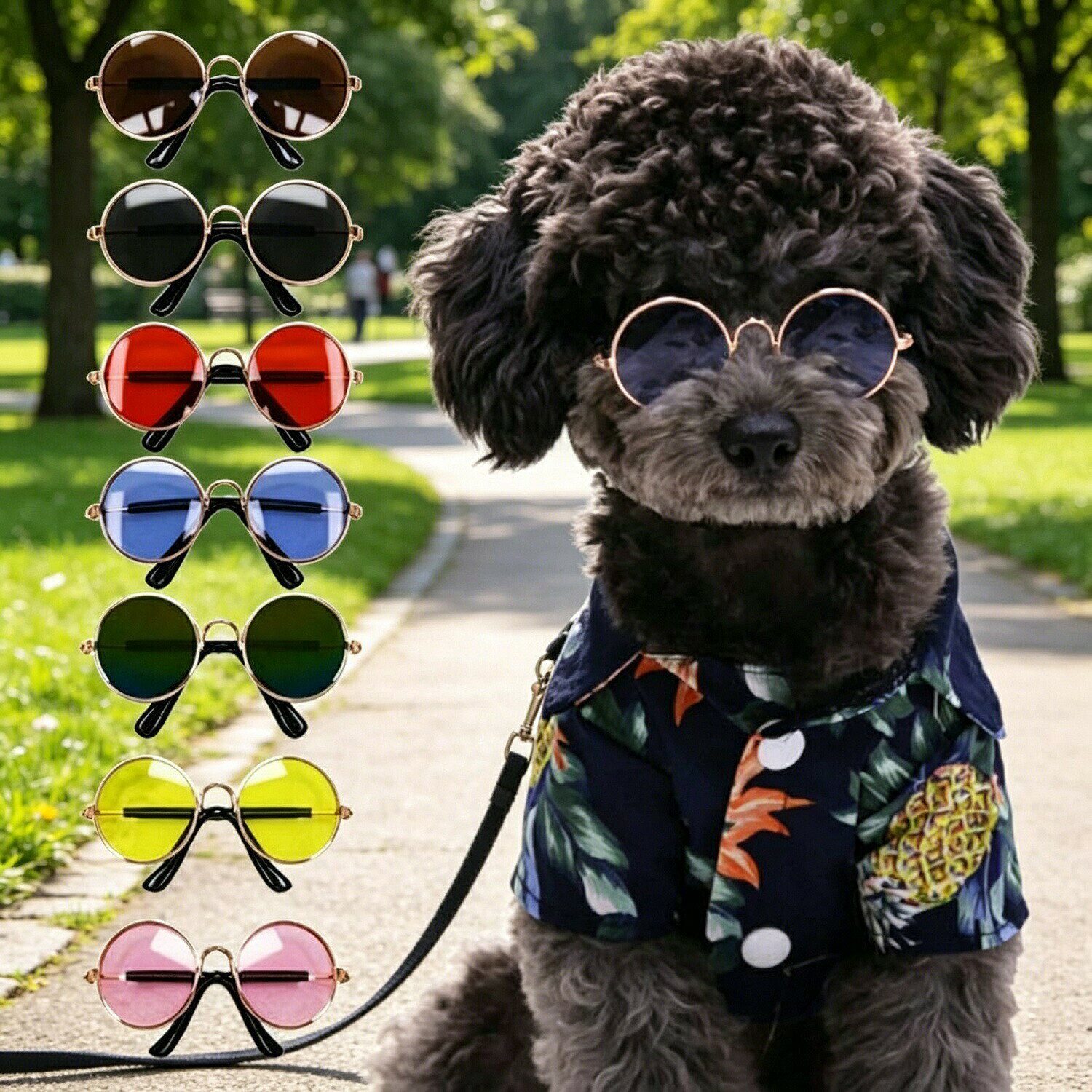 ペット用サングラス 犬用 猫用 小型犬 丸眼鏡 ラウンド クール かっこいい おしゃ...