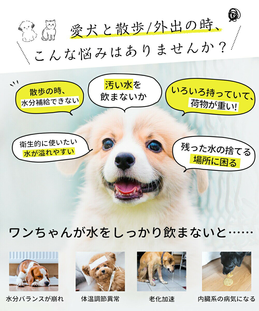 携帯水筒 給水ボトル 小型犬 中型犬 ペットウォーターボトル 3color ペット 水飲み ペット用品 犬 散歩 旅行 携帯 ワンタッチ 子犬 おしゃれ おすすめ グッズ 水 ボトル ペット 給水 ペット給水器 水飲み器 水筒 水入れ 補給 hiroshop-10021699 HIRO Online Shop サンプル画像2