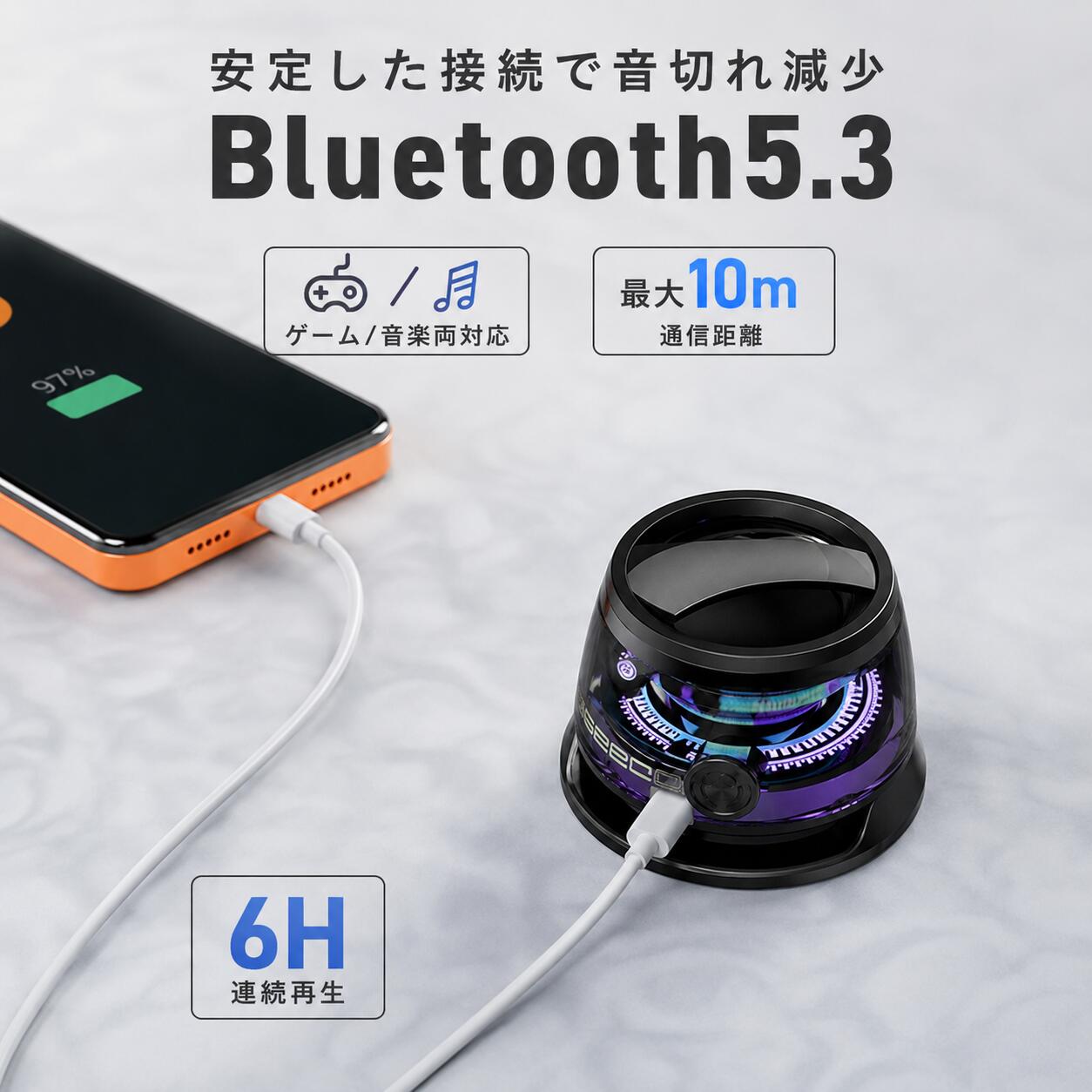 HIRO Online Shopのマグネット式Bluetoothスピーカー＆ワイヤレススピーカー ぶるーとゅーす スピーカー 卓上・壁面両用 大音量 強力磁気吸着 Magsafe対応 磁気 ギフトアイデア スマホスタンド ブルートゥース iPhone、Android スマホ｜アングル3