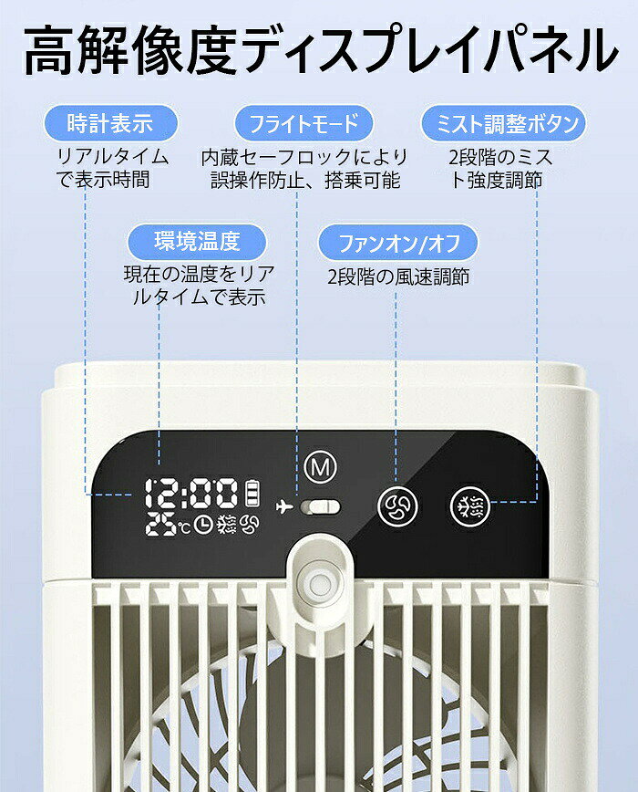 冷風扇 冷風機 卓上 小型エアコン スポットクーラー 瞬間冷却 1台3役 卓上クーラー ミニ 長時間使用 コードレス 小型 冷風扇風機 噴霧 送風 加湿 冷却 ミニクーラー コンパクト 2段階風量 ミスト 静音 扇風機 冷却 加湿 空気清浄 防カビ 5W省エネ Type-C充電式 hiroshop-10024450 HIRO Online Shop サンプル画像2
