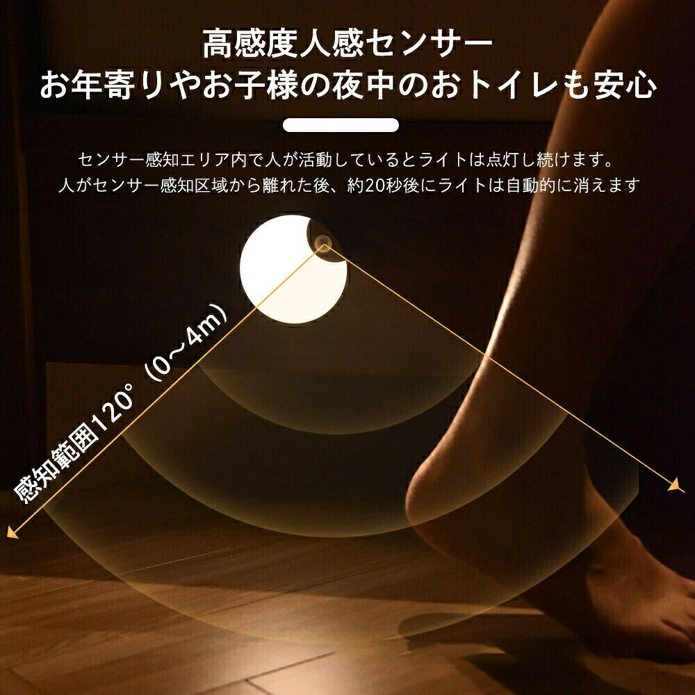 人感センサーライト センサーライト LEDセンサーライト 月 可愛い 明るい 室内 無段階調光 常時点灯 キッチン用ライト 薄型 フットライト クローゼット 足元灯 玄関 照明 自動消灯 停電 防災 長持ち 屋内 壁 簡単取付 階段 廊下 省エネ 磁石 hiroshop-10026364 HIRO Online Shop サンプル画像3