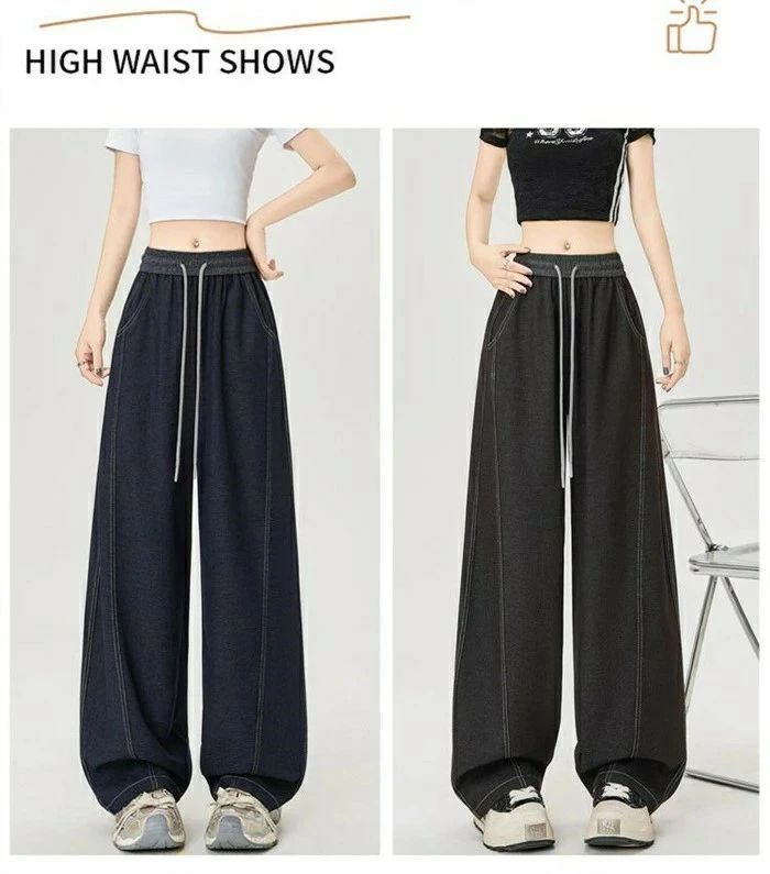 HIRO Online Shopのカーブパンツ デニムパンツ レディース 夏 春 テンセル ワイドパンツ ロング丈 ロングパンツ デニム ボトムス 長ズボン デニム 涼しげ 薄手 ウエストゴム ボリェーム感 カジュアル ゆった｜アングル3