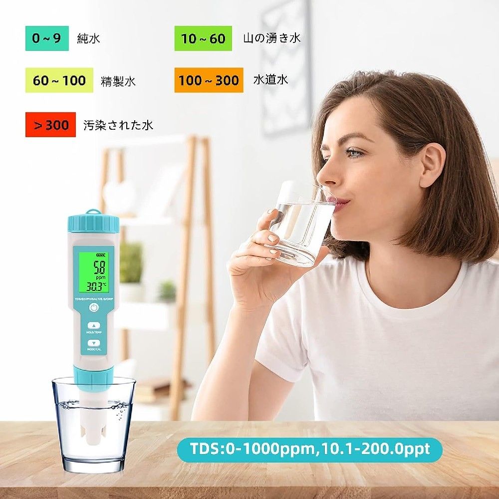 【マラソン最大1000円オフ】水質テスター 水質測定器 7 in 1 アップグレード版 新...