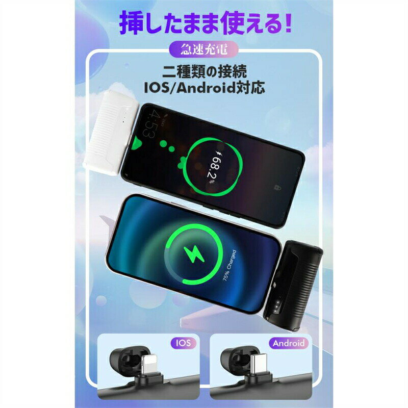 モバイルバッテリー iPhone 5000mah 大容量 小型 超軽量 iphone/typec2型 インジゲーター残量表示 2.1A急速充電 充電器 過熱保護 PSE 飛行機 災害 旅行出張停電