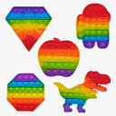 プッシュポップ バブル カラフル ホワイトデー アモングアス ダイヤ アップル 八角形 恐竜 知育 指の運動 ピアノ練習